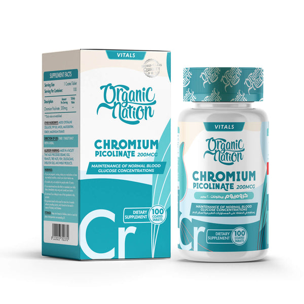 Organic Nation Chromium Picolinate 200MCG – 100 Tablets